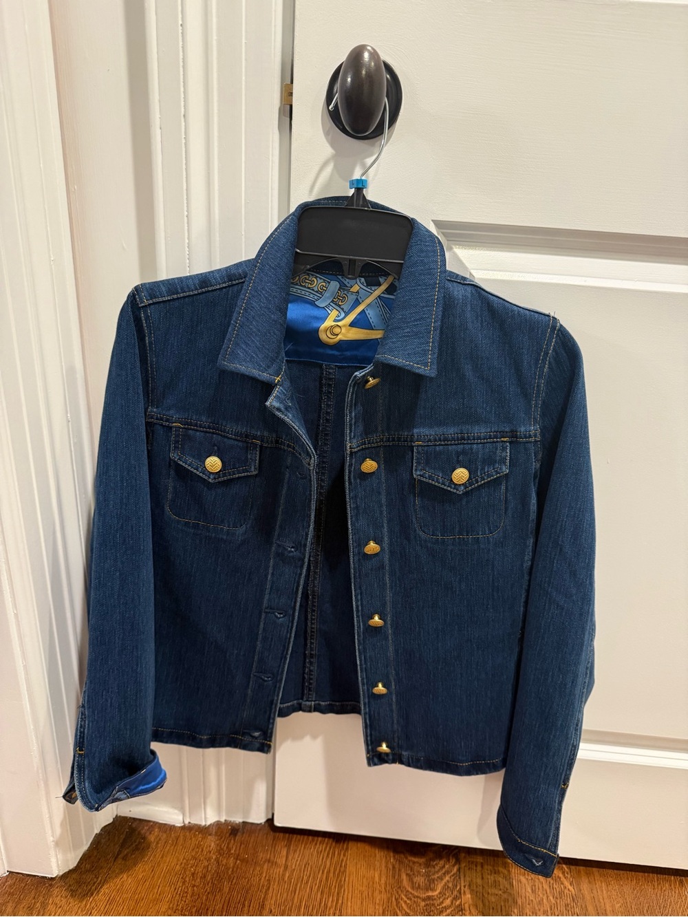 J. McLaughlin Blue Denim Jacket with Gold Accents